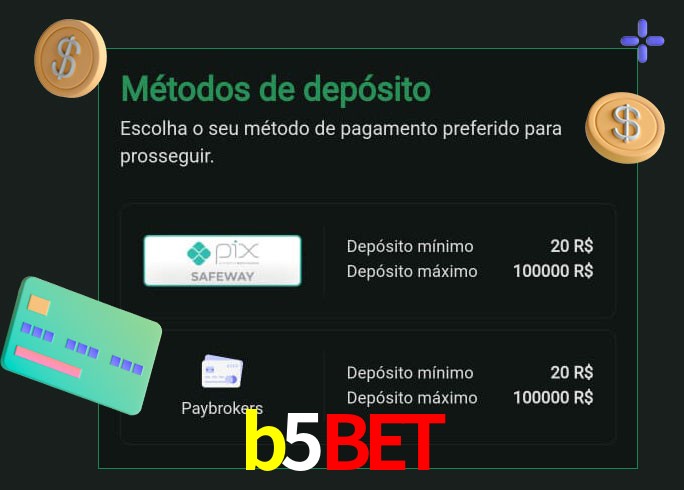 O cassino b5bet oferece uma grande variedade de métodos de pagamento